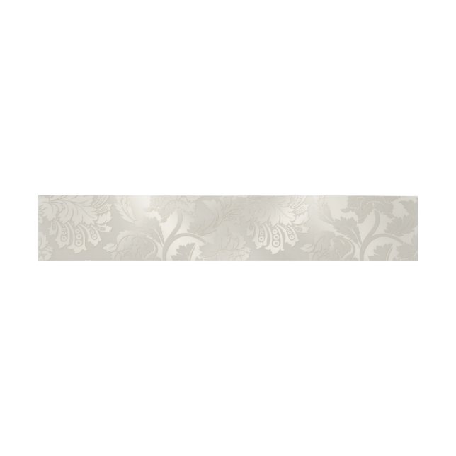 Silver Floral Pattern Bellyband Einladungsbanderole (Flach)