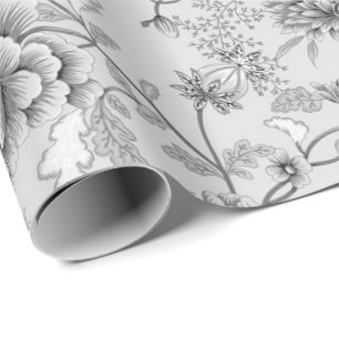 Silver Floral und Hummingbird Geschenkpapier