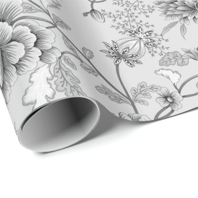 Silver Floral und Hummingbird Geschenkpapier (Rolleneckpunkt)