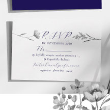 Silver Floral Wedding RSVP Card