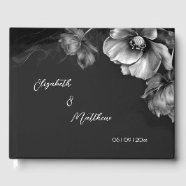 Silver Flower Black | Wedding Gästebuch