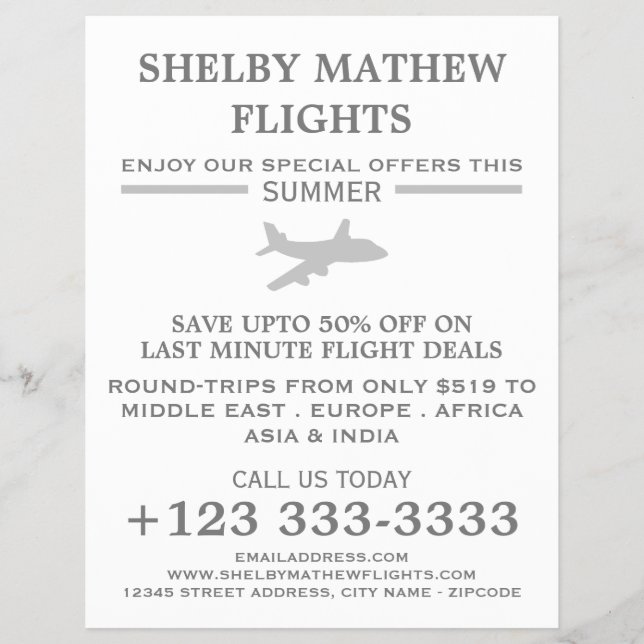 Silver Flugzeug Icon, Airline Advertising Flyer (Vorne)