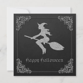 Silver Flying Hexe Halloween Einladung