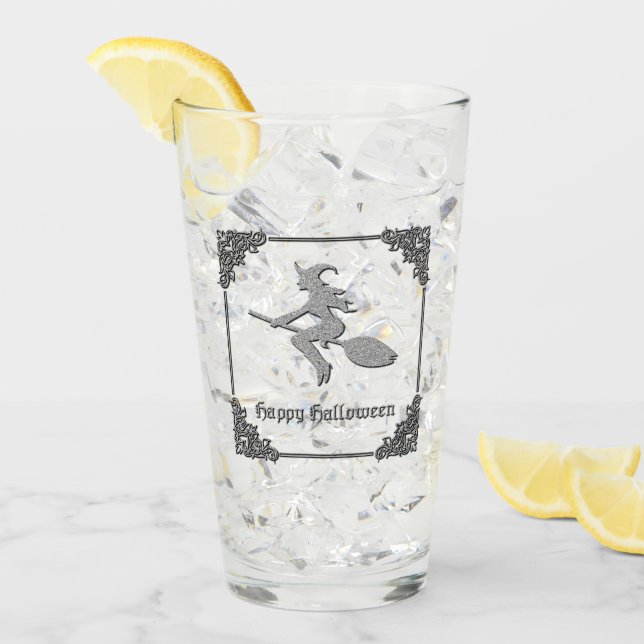 Silver Flying Hexe Halloween Glas (Vorderseite Ice)