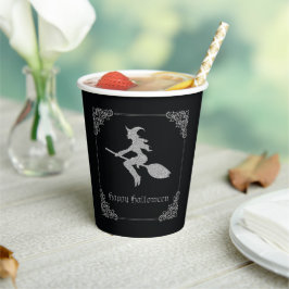 Silver Flying Hexe Halloween Pappbecher