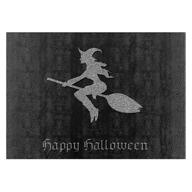 Silver Flying Hexe Halloween Schneidebrett (Vorderseite)