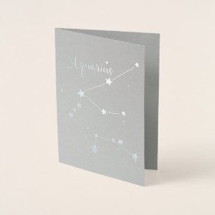 Silver Foil Aquarius Zodiac Constellation Folienkarte