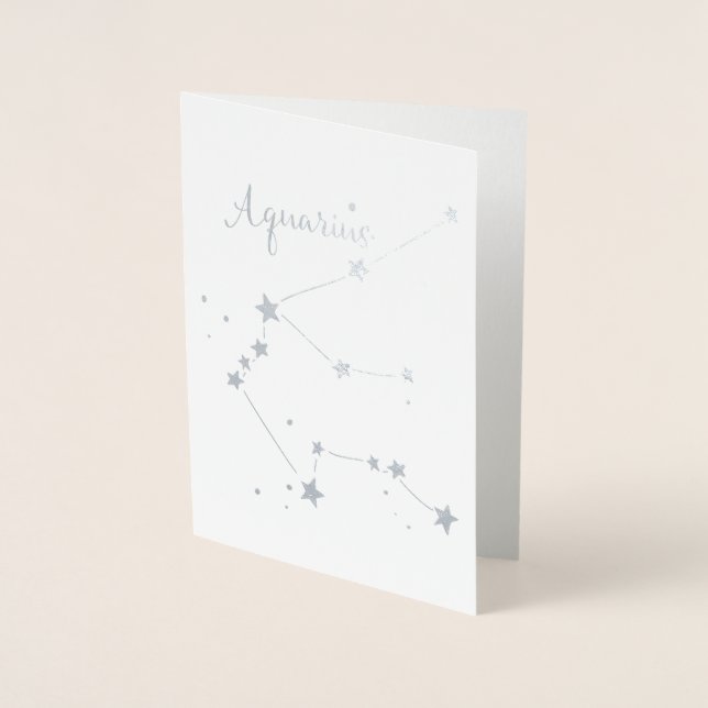 Silver Foil Aquarius Zodiac Constellation Folienkarte (Vorderseite)