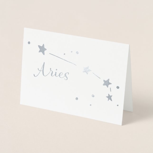 Silver Foil Aries Zodiac Constellation Folienkarte (Vorderseite)