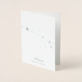 Silver Foil ARIES Zodiac Sign Constellation Folienkarte
