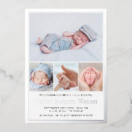 Silver Foil Baby Boy Geburtshilfekarte Folieneinladung