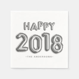 Silver Foil Balloons Happy 2018 | Neujahr Serviette