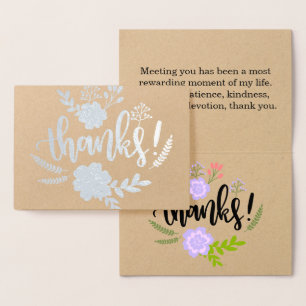 Silver Foil Blumentypografie Sincere danke Folienkarte