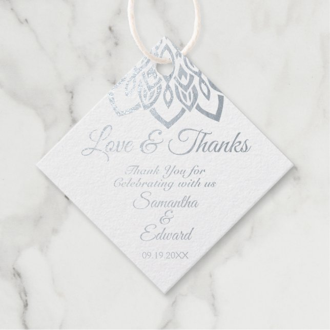 Silver Foil Burgundy Wedding Geschenkanhänger (Vorderseite)