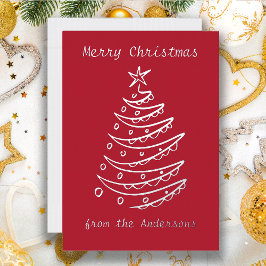 Silver Foil Christmas Tree Red Folien Feiertagskarte