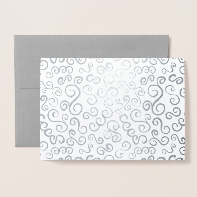 Silver Foil Curves auf Grau Folienkarte (Vorderseite mit Umschlag)