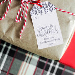 Silver Foil Effect Typography Merry Christmas Geschenkanhänger<br><div class="desc">The gift of giving is made easy this holiday season with these unique and modern Christmas gift tags. The design feature a festive silver foil effect typography script "Merry Christmas" with matching hanging foliage on clean white background. Easily add your custom wording to these holiday gift tags by using the...</div>