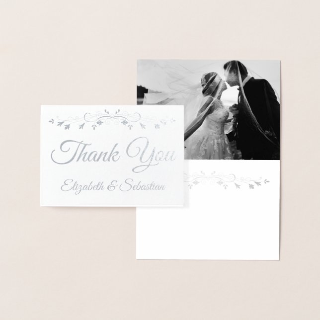 Silver Foil Elegant Wedding Dankeschön Card Folienkarte (Anzeige)