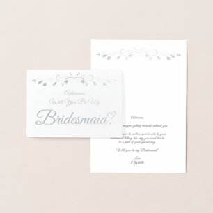 Silver Foil Elegante Bridesmaid Vorschlagkarte Folienkarte