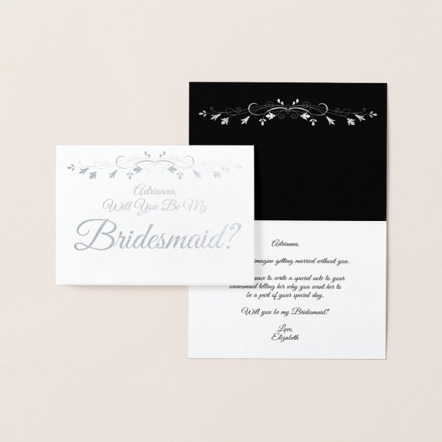 Silver Foil Elegante Bridesmaid Vorschlagkarte Folienkarte (Anzeige)