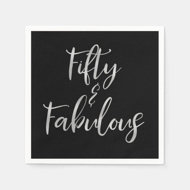 Silver Foil Fifty und Fabulous Serviette (Vorderseite)
