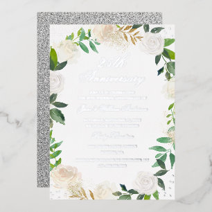Silver FOIL Floral Wreath 25 Jahre Folieneinladung