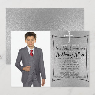 Silver Foil Foto Erste Heilige Kommune Einladung