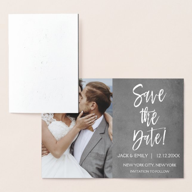 Silver Foil Foto Save the Date Karte (Anzeige)