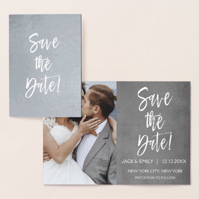 Silver Foil Foto Save the Date Karte (Anzeige)