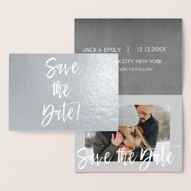 Silver Foil Foto Save the Date Karte (Anzeige)