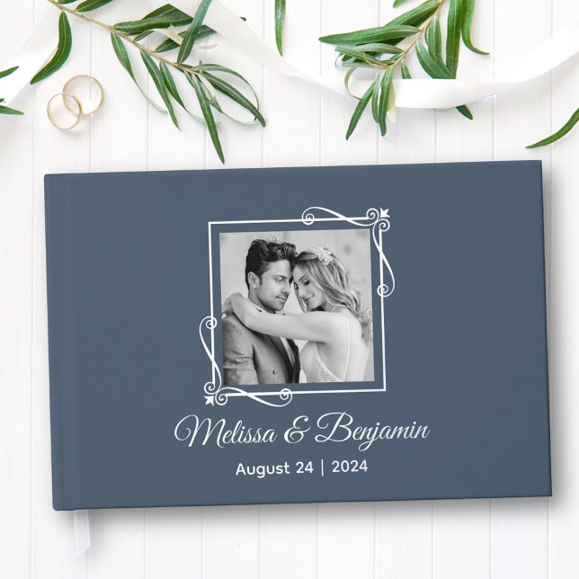 Silver Foil Frame auf Blue Wedding Gästebuch (Von Creator hochgeladen)
