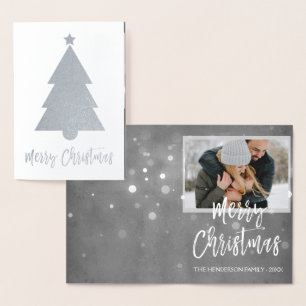 Silver Foil Frohe Weihnachtsbaum Foto-Karte Folienkarte