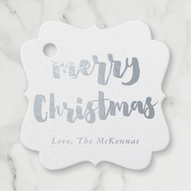 Silver Foil Frohe Weihnachtsgeschenke Tags | Gefäl (Vorderseite)