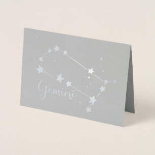 Silver Foil Gemini Zodiac Constellation Folienkarte