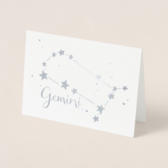 Silver Foil Gemini Zodiac Constellation Folienkarte (Vorderseite)