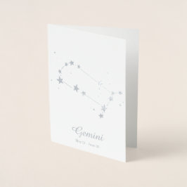 Silver Foil GEMINI Zodiac Sign Constellation Folienkarte