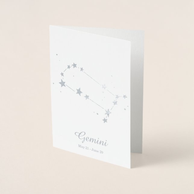 Silver Foil GEMINI Zodiac Sign Constellation Folienkarte (Vorderseite)