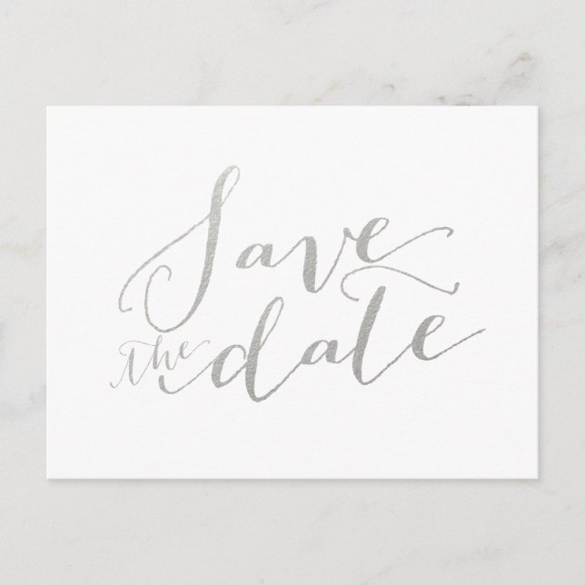 Silver Foil Glamour | Save the Date Postkarte (Vorderseite)