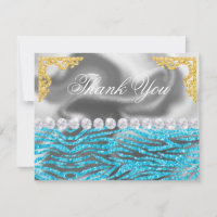 Silver Foil Gold & Light Blue Zebra Print Birthday