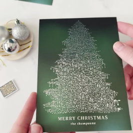 Silver Foil Illustrierte Weihnachtsbaumkarte Folien Feiertagskarte