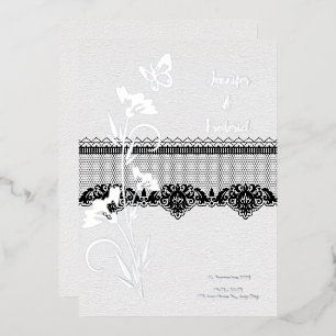 Silver Foil Lace Floral Wedding Folieneinladung