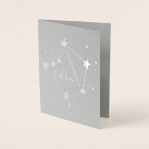 Silver Foil Libra Zodiac Constellation Folienkarte