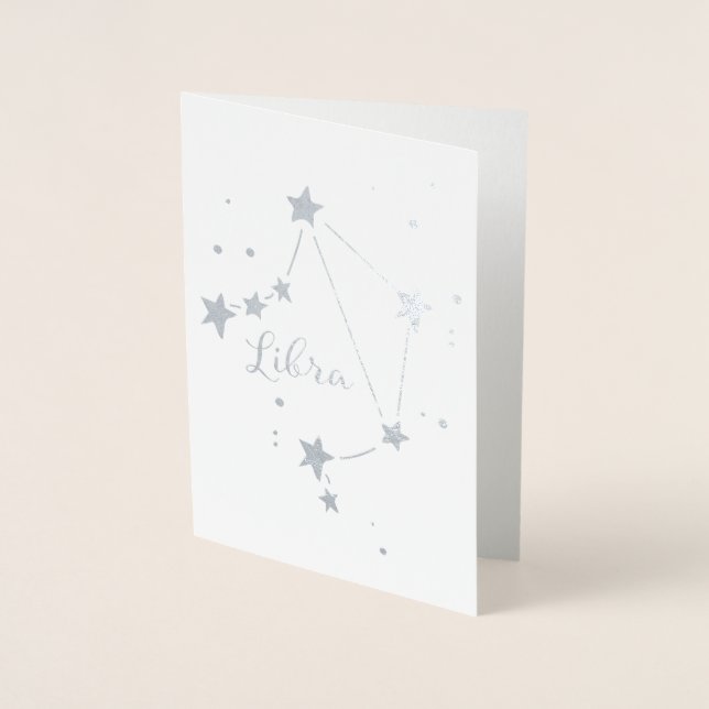 Silver Foil Libra Zodiac Constellation Folienkarte (Vorderseite)