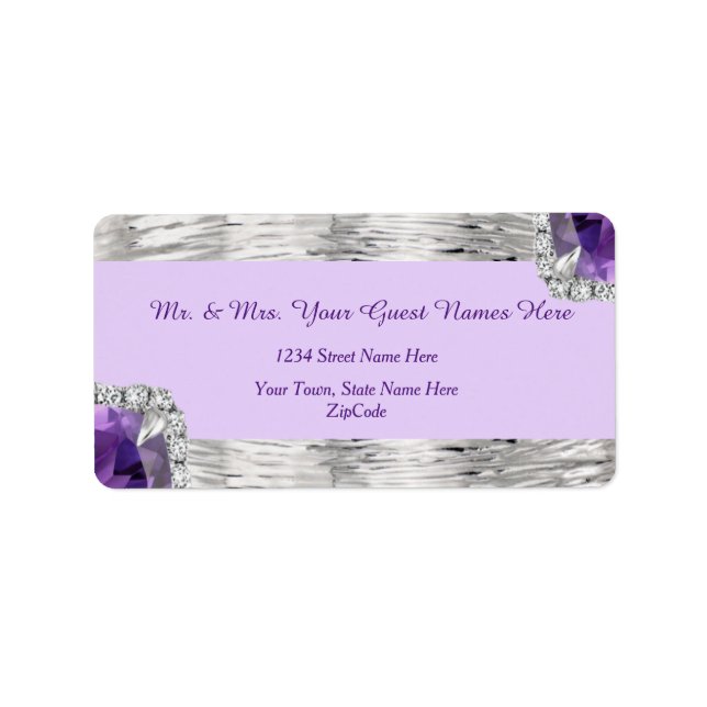 Silver Foil Lila Amethyst-Adresse Adressaufkleber (Vorne)