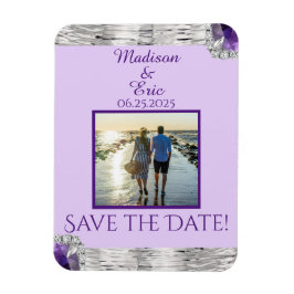 Silver Foil Lila Amethyst Save the Date Foto Magnet