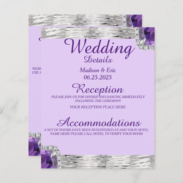 Silver Foil Lila Amethyst Wedding Detail (Vorne/Hinten)