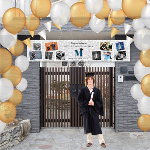 Silver Foil Monogram 10 Foto Graduation Party Banner