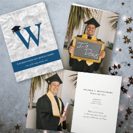 Silver Foil Monogram Alphabet W Modern Foto Grad Einladung