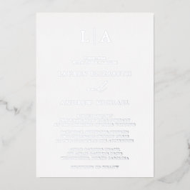 Silver Foil Monogram erste Minimalistische Hochzei Folieneinladung