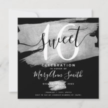 Silver Foil Paint Sweet 16. Geburtstag Schwarz